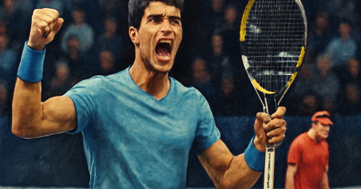 Carlos Alcaraz celebrates victory over Taylor Fritz at the Laver Cup 2026