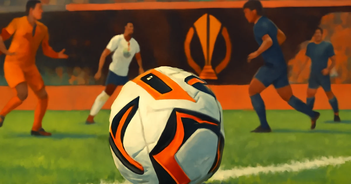 Europa League match ball on the pitch