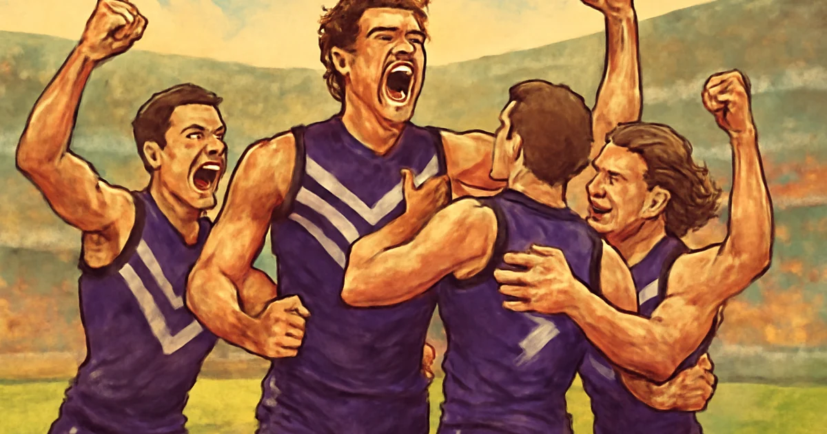 Fremantle Dockers players celebrating AFL finals appearance