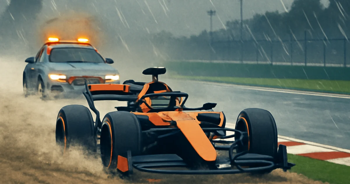 Lando Norris exits gravel behind Safety Car in 2026 Malaysian Grand Prix