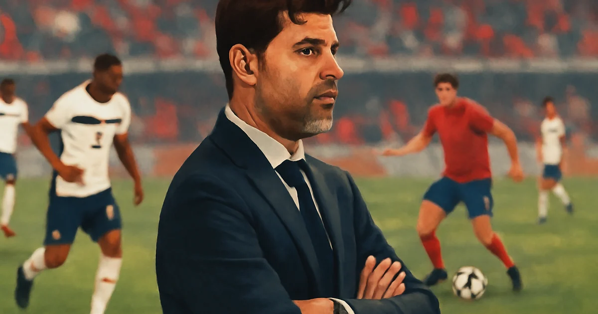 USMNT coach Mauricio Pochettino observing from sidelines during match