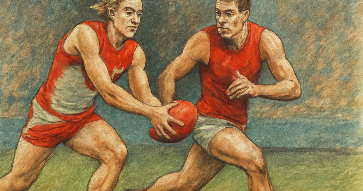 Errol Gulden and James Rowbottom of Sydney Swans in AFL action